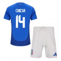 Camiseta Italia Federico Chiesa #14 Primera Equipación Replica Eurocopa 2024 para niños mangas cortas (+ Pantalones cortos)